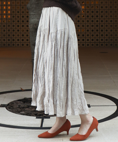 COMME CA ISM（コムサイズム）の「【ウエストゴム】ギャザースカート（スカート・レディース・ネイビー/ベージュ/ダークブラウン/イエロー/カーキ・SMALL/MEDIUM/LARGE/X-LARGE）」の3枚目の写真