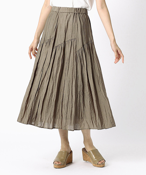 COMME CA ISM（コムサイズム）の「【ウエストゴム】ギャザースカート（スカート・レディース・ネイビー/ベージュ/ダークブラウン/イエロー/カーキ・SMALL/MEDIUM/LARGE/X-LARGE）」の4枚目の写真