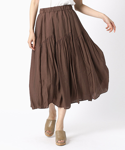 COMME CA ISM（コムサイズム）の「【ウエストゴム】ギャザースカート（スカート・レディース・ネイビー/ベージュ/ダークブラウン/イエロー/カーキ・SMALL/MEDIUM/LARGE/X-LARGE）」の9枚目の写真