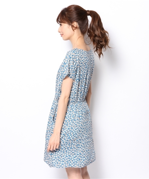 CIAOPANIC（チャオパニック）の「【Ciaopanic】小花フレンチスリーブOP（ワンピース・レディース・ブルー/オレンジ/グリーン・FREE）」の10枚目の写真