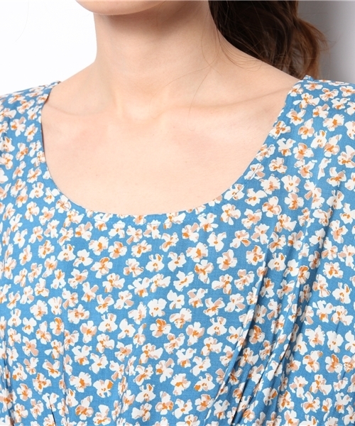 CIAOPANIC（チャオパニック）の「【Ciaopanic】小花フレンチスリーブOP（ワンピース・レディース・ブルー/オレンジ/グリーン・FREE）」の13枚目の写真