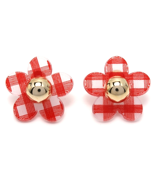 WEGO（ウィゴー）の「WEGO/ギンガムフラワーピアス（ピアス（両耳用）・レディース・ブラック/サックスブルー/ピンク/レッド・FREE）」の4枚目の写真