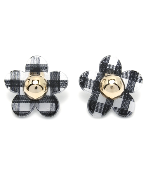 WEGO（ウィゴー）の「WEGO/ギンガムフラワーピアス（ピアス（両耳用）・レディース・ブラック/サックスブルー/ピンク/レッド・FREE）」の2枚目の写真