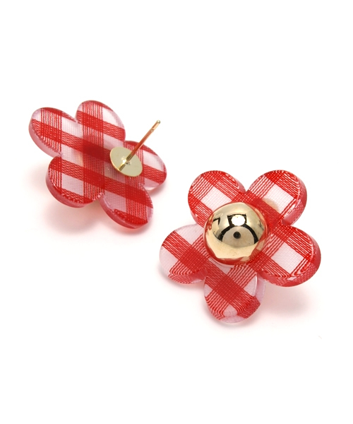 WEGO（ウィゴー）の「WEGO/ギンガムフラワーピアス（ピアス（両耳用）・レディース・ブラック/サックスブルー/ピンク/レッド・FREE）」の5枚目の写真