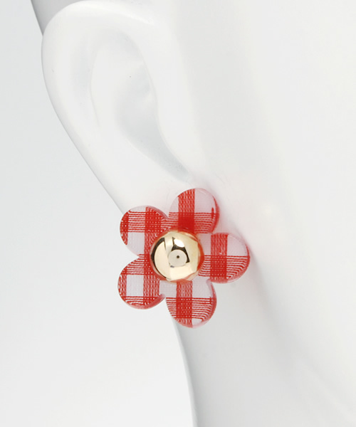 WEGO（ウィゴー）の「WEGO/ギンガムフラワーピアス（ピアス（両耳用）・レディース・ブラック/サックスブルー/ピンク/レッド・FREE）」の6枚目の写真