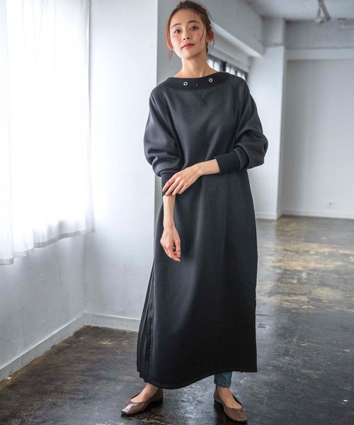 GeeRA（ジーラ）の「スウェットバックプリーツロングワンピース（ワンピース・レディース・ブラック/ベージュ・MEDIUM/LARGE）」の16枚目の写真