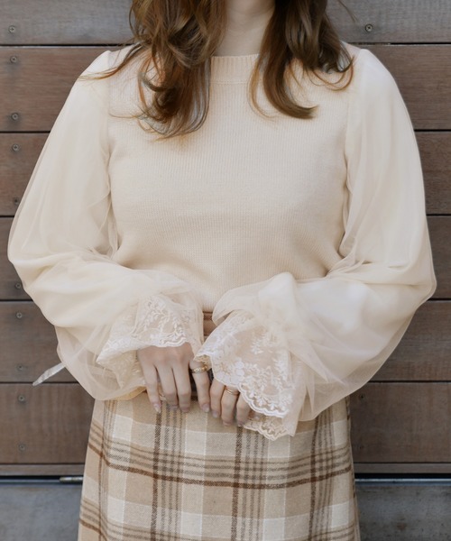 PairPair（ペアペア）の「シアー袖バックリボンニット（ニット/セーター・レディース・アイボリー/ブラック/モカ・FREE）」の18枚目の写真