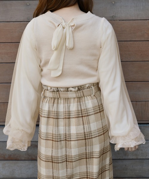 PairPair（ペアペア）の「シアー袖バックリボンニット（ニット/セーター・レディース・アイボリー/ブラック/モカ・FREE）」の4枚目の写真