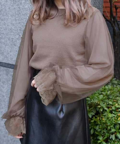 PairPair（ペアペア）の「シアー袖バックリボンニット（ニット/セーター・レディース・アイボリー/ブラック/モカ・FREE）」の7枚目の写真