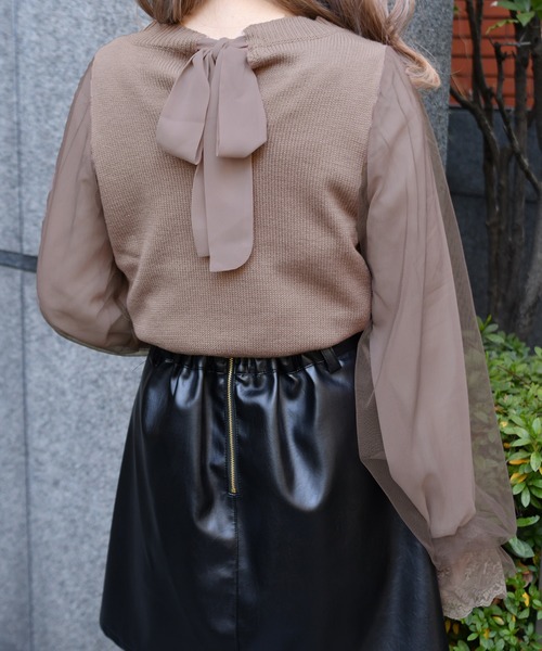 PairPair（ペアペア）の「シアー袖バックリボンニット（ニット/セーター・レディース・アイボリー/ブラック/モカ・FREE）」の22枚目の写真