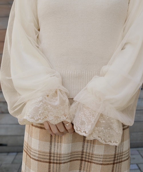 PairPair（ペアペア）の「シアー袖バックリボンニット（ニット/セーター・レディース・アイボリー/ブラック/モカ・FREE）」の12枚目の写真