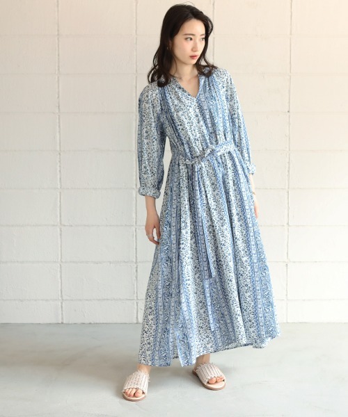 Bou Jeloud(ブージュルード)の「Made in INDIA◆パネル柄ワンピース(ワンピース・レディース・ベージュ/ネイビー/オフホワイト・38)」の12枚目の写真