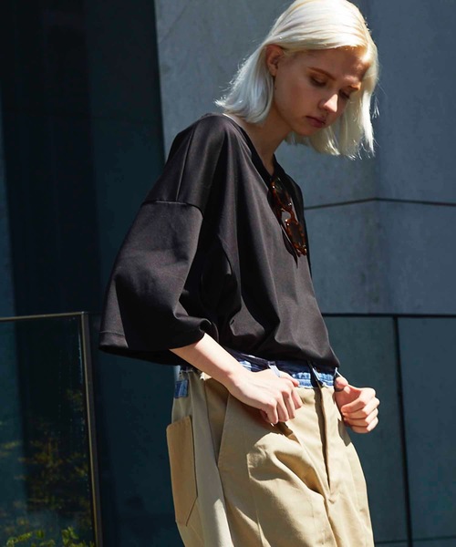 MAISON SPECIAL（メゾンスペシャル）の「《ユニセックスアイテム》NORITAKE/ノリタケ スムースプライムオーバーTシャツ【MAISON SPECIAL/メゾンスペシャル】（Tシャツ/カットソー・メンズ・チャコールグレー/ブラック/ベージュ/オフホワイト/オレンジ/ブルー/グリーン・1/2/3）」の3枚目の写真