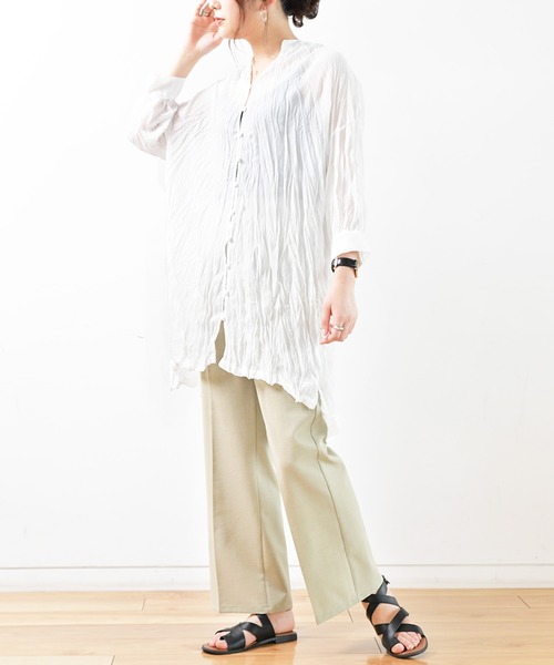 Ambre Neige（アンブルネージュ）の「クリンクルチュニックブラウス／【WEB/EC限定商品】（シャツ/ブラウス・レディース・ライトホワイト/ベージュ・FREE）」の10枚目の写真