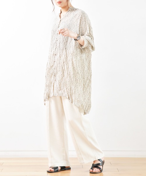 Ambre Neige（アンブルネージュ）の「クリンクルチュニックブラウス／【WEB/EC限定商品】（シャツ/ブラウス・レディース・ライトホワイト/ベージュ・FREE）」の7枚目の写真