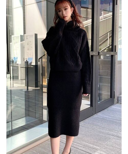 RESEXXY(リゼクシー)の「ニットキャミワンピース【セットアップ着用可】(ワンピース・レディース・ブラック/オフホワイト/ピンク/ベージュ・FREE)」の2枚目の写真