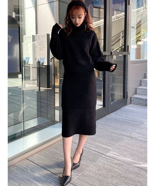 RESEXXY(リゼクシー)の「ニットキャミワンピース【セットアップ着用可】(ワンピース・レディース・ブラック/オフホワイト/ピンク/ベージュ・FREE)」の14枚目の写真