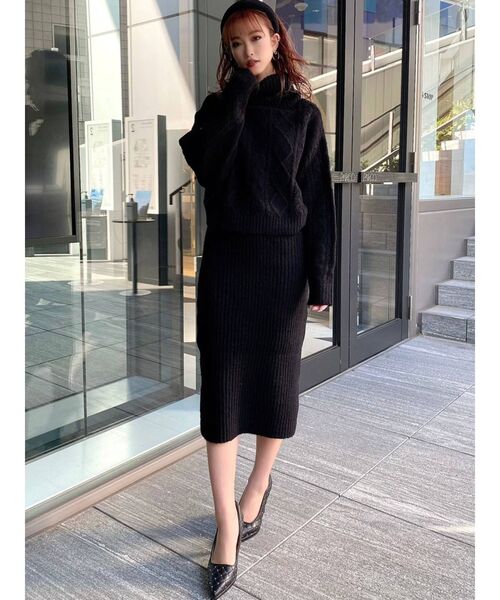 RESEXXY(リゼクシー)の「ニットキャミワンピース【セットアップ着用可】(ワンピース・レディース・ブラック/オフホワイト/ピンク/ベージュ・FREE)」の8枚目の写真