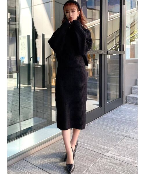 RESEXXY(リゼクシー)の「ニットキャミワンピース【セットアップ着用可】(ワンピース・レディース・ブラック/オフホワイト/ピンク/ベージュ・FREE)」の6枚目の写真