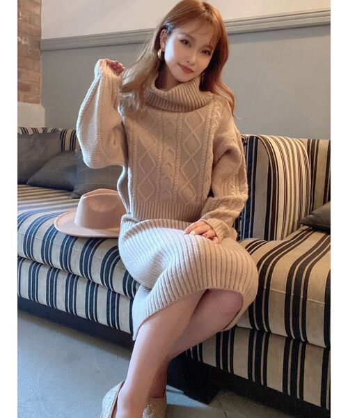 RESEXXY(リゼクシー)の「ニットキャミワンピース【セットアップ着用可】(ワンピース・レディース・ブラック/オフホワイト/ピンク/ベージュ・FREE)」の10枚目の写真