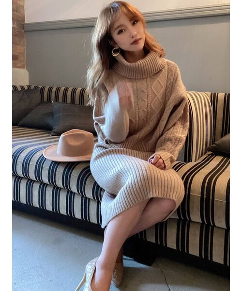 RESEXXY(リゼクシー)の「ニットキャミワンピース【セットアップ着用可】(ワンピース・レディース・ブラック/オフホワイト/ピンク/ベージュ・FREE)」の11枚目の写真