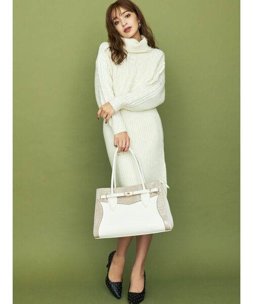 RESEXXY(リゼクシー)の「ニットキャミワンピース【セットアップ着用可】(ワンピース・レディース・ブラック/オフホワイト/ピンク/ベージュ・FREE)」の7枚目の写真