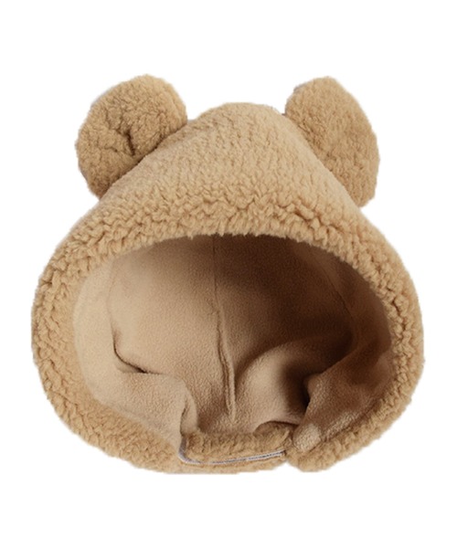 LITTLE GRIN BUDDY（リトル グリンバディ）の「【LITTLE GRIN BUDDY/リトルグリンバディ】クマ耳モコモコフードFuwa Kuma Puton（キャップ・キッズ・ブラウン/ベージュ/ライトベージュ・50cm）」の5枚目の写真