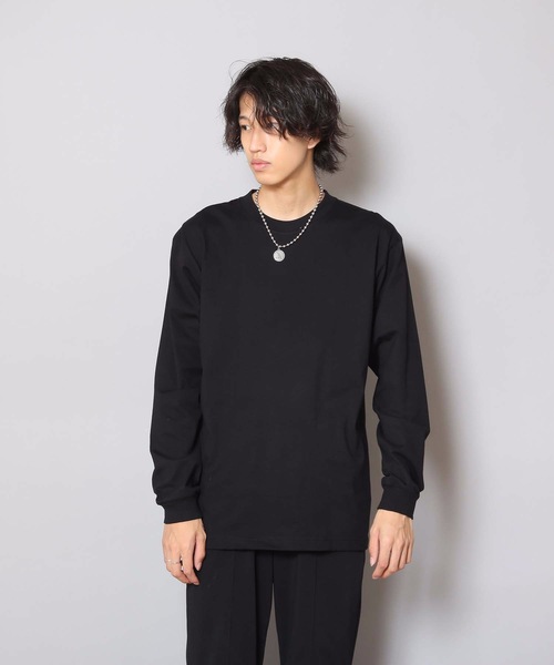 HANES(ヘインズ)の「【HANES/ヘインズ】【2枚セット】BEEFY ビーフィー ロングスリーブTシャツ 2枚組 ロンT ヘビーウェイト 厚手で透けない 1枚着・インナー兼用 ユニセックス(Tシャツ/カットソー・メンズ・ホワイト/グレー/ブラック/ネイビー/チャコールグレー・MEDIUM/LARGE/X-LARGE/SMALL/X-SMALL)」の3枚目の写真
