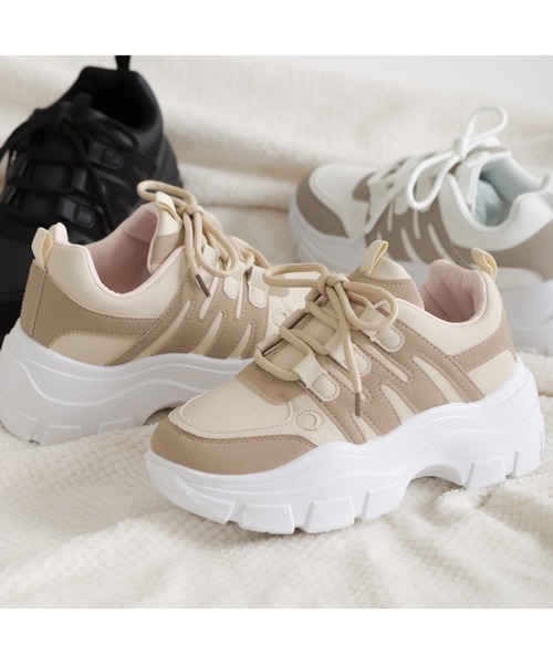 SpRay（スプレイ）の「厚底スニーカー（スニーカー・レディース・ホワイト/ブラック/ベージュ・SMALL/MEDIUM/LARGE/X-LARGE）」の6枚目の写真