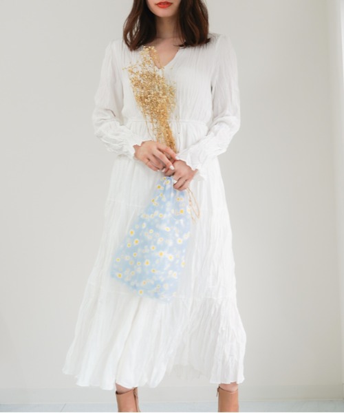 yuue' ( wear )（ユーイ）の「ワッシャープリーツティアードワンピース（ワンピース・レディース・ホワイト/ブラック・FREE）」の12枚目の写真