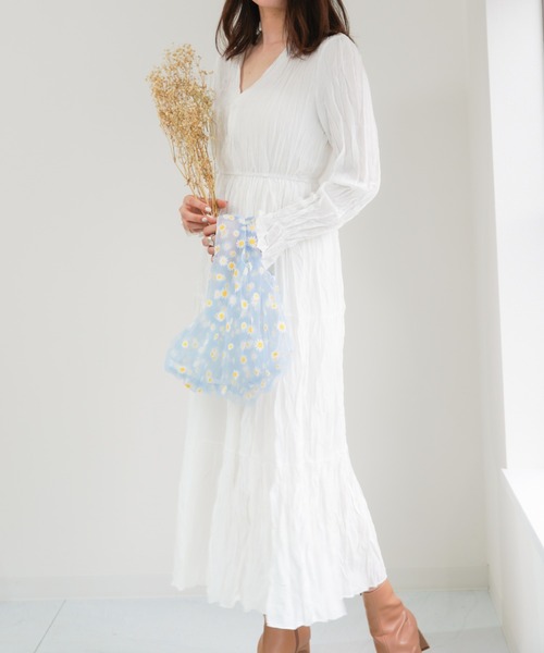yuue' ( wear )（ユーイ）の「ワッシャープリーツティアードワンピース（ワンピース・レディース・ホワイト/ブラック・FREE）」の13枚目の写真