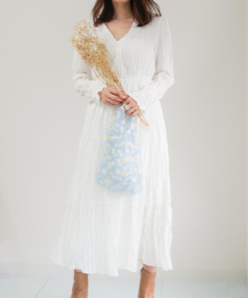 yuue' ( wear )（ユーイ）の「ワッシャープリーツティアードワンピース（ワンピース・レディース・ホワイト/ブラック・FREE）」の15枚目の写真
