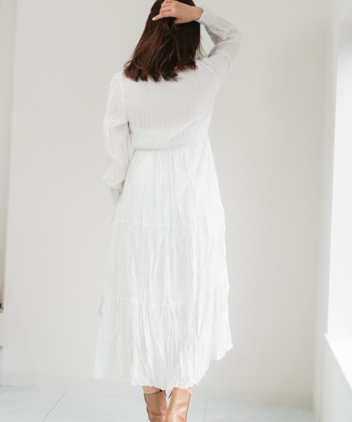 yuue' ( wear )（ユーイ）の「ワッシャープリーツティアードワンピース（ワンピース・レディース・ホワイト/ブラック・FREE）」の18枚目の写真