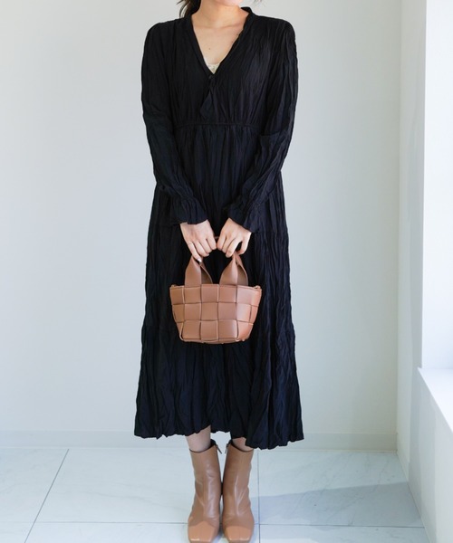 yuue' ( wear )（ユーイ）の「ワッシャープリーツティアードワンピース（ワンピース・レディース・ホワイト/ブラック・FREE）」の3枚目の写真