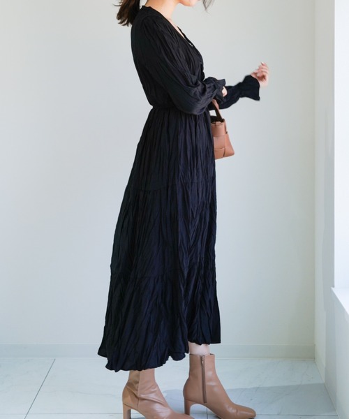 yuue' ( wear )（ユーイ）の「ワッシャープリーツティアードワンピース（ワンピース・レディース・ホワイト/ブラック・FREE）」の7枚目の写真