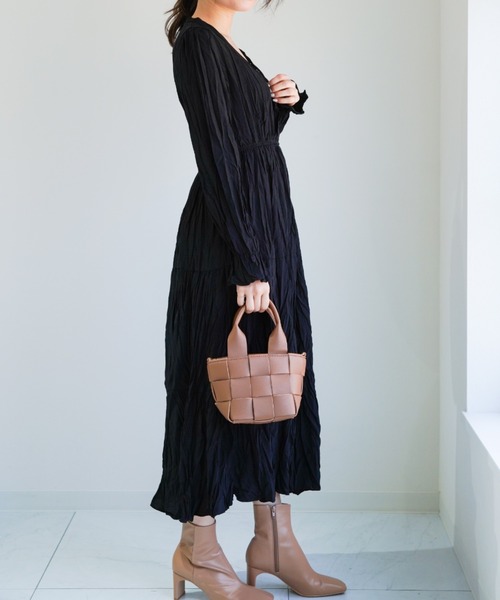 yuue' ( wear )（ユーイ）の「ワッシャープリーツティアードワンピース（ワンピース・レディース・ホワイト/ブラック・FREE）」の8枚目の写真