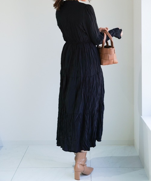 yuue' ( wear )（ユーイ）の「ワッシャープリーツティアードワンピース（ワンピース・レディース・ホワイト/ブラック・FREE）」の10枚目の写真