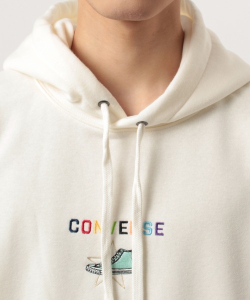 CONVERSE(コンバース)の「【CONVERSE/コンバース】ワンポイント シューズロゴ刺繍 フーデットパーカー/プルパーカー/フーディー(パーカー・メンズ・ストーン/ブラック/ベージュ・M/XL/L)」の8枚目の写真