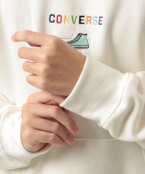 CONVERSE(コンバース)の「【CONVERSE/コンバース】ワンポイント シューズロゴ刺繍 フーデットパーカー/プルパーカー/フーディー(パーカー・メンズ・ストーン/ブラック/ベージュ・M/XL/L)」の10枚目の写真