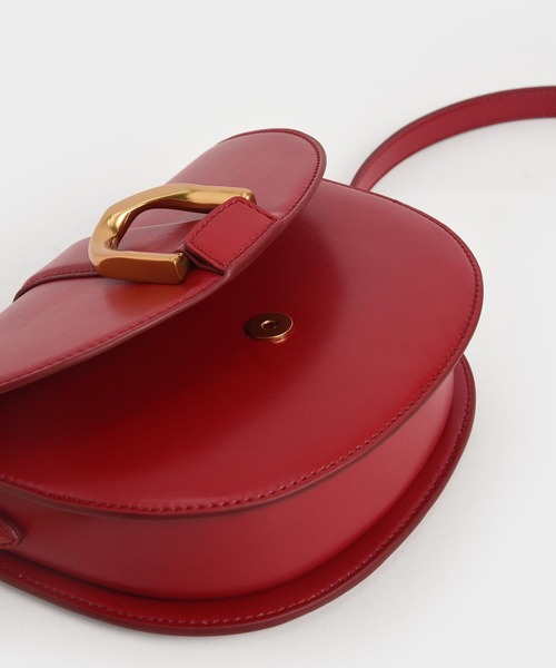 ★CHARLES&KEITH★Gabine Saddle Bag ショルダーバッグ/送料込 追跡☆Charles&Keith Gabine 本革 2WAY サドルショルダーバッグ