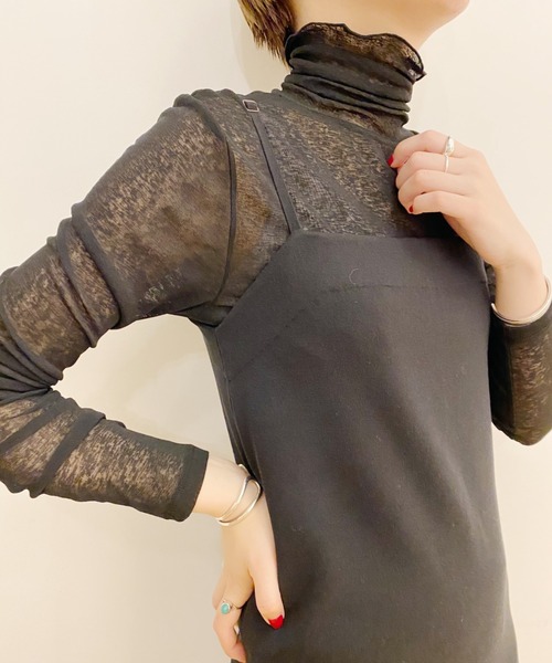 SHENERY（シーナリー）の「シアーハイネックカットソー（Tシャツ/カットソー・レディース・オフホワイト/ブラック/ライトグレー/ラベンダー・FREE）」の3枚目の写真