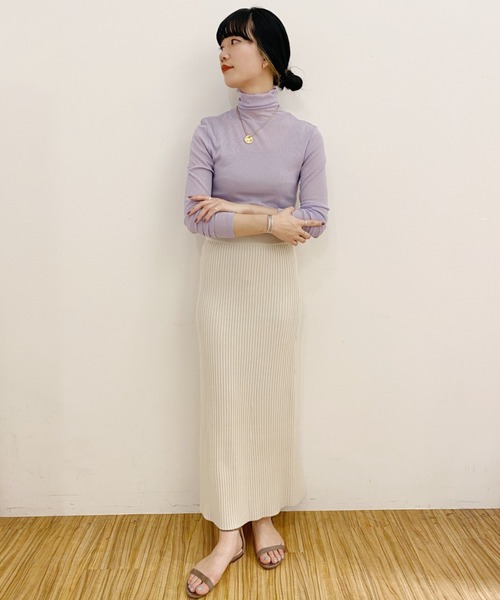 SHENERY（シーナリー）の「シアーハイネックカットソー（Tシャツ/カットソー・レディース・オフホワイト/ブラック/ライトグレー/ラベンダー・FREE）」の6枚目の写真