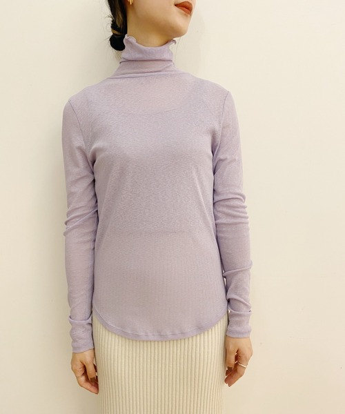 SHENERY（シーナリー）の「シアーハイネックカットソー（Tシャツ/カットソー・レディース・オフホワイト/ブラック/ライトグレー/ラベンダー・FREE）」の7枚目の写真