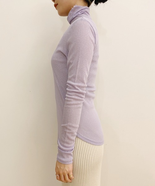 SHENERY（シーナリー）の「シアーハイネックカットソー（Tシャツ/カットソー・レディース・オフホワイト/ブラック/ライトグレー/ラベンダー・FREE）」の8枚目の写真