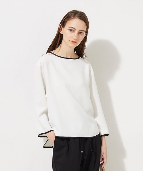 LE SOUK HOLIDAY(ルスークホリデー)の「配色パイピングブラウス(シャツ/ブラウス・レディース・オフホワイト/ベージュ・9号/11号)」の2枚目の写真