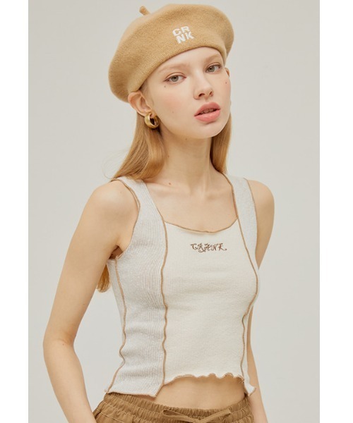 CRANK(クランク)の「『CRANK/クランク』COLOR WAVE SLEEVELESS/カラーウェーブ タンクトップ(タンクトップ・レディース・ベージュ/ブラック/ピンク・FREE)」の1枚目の写真
