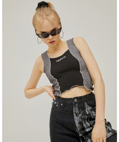 CRANK(クランク)の「『CRANK/クランク』COLOR WAVE SLEEVELESS/カラーウェーブ タンクトップ(タンクトップ・レディース・ベージュ/ブラック/ピンク・FREE)」の7枚目の写真
