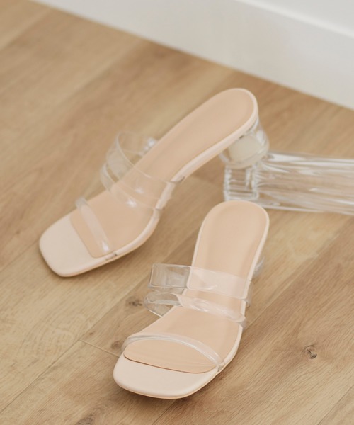 Fabby fabby(ファビィーファビィー)の「クリアコード透明ヒールサンダル(サンダル・レディース・ホワイト/ブラック/ベージュ系その他/ライトグリーン/パイソン・MEDIUM/SS/LARGE/SMALL)」の2枚目の写真