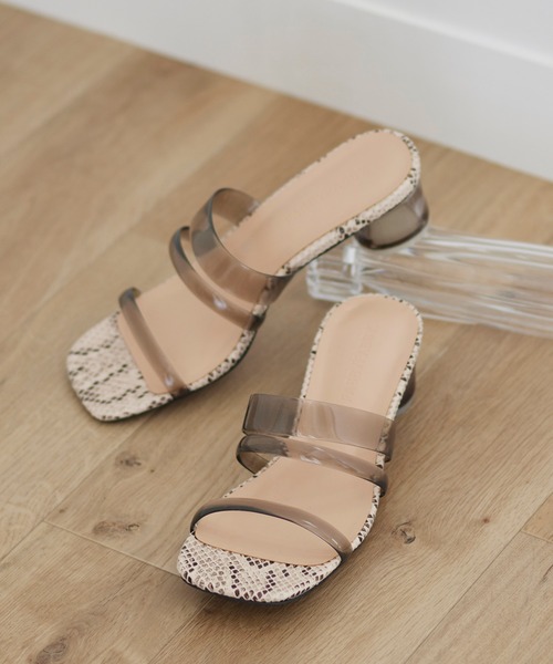 Fabby fabby(ファビィーファビィー)の「クリアコード透明ヒールサンダル(サンダル・レディース・ホワイト/ブラック/ベージュ系その他/ライトグリーン/パイソン・MEDIUM/SS/LARGE/SMALL)」の5枚目の写真