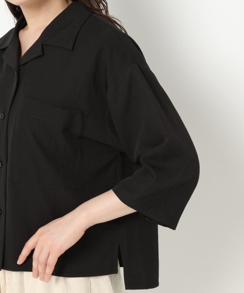 mysty woman(ミスティウーマン)の「開襟オーバーシャツ 943505(シャツ/ブラウス・レディース・ブラック/ベージュ/アイボリー・FREE)」の5枚目の写真